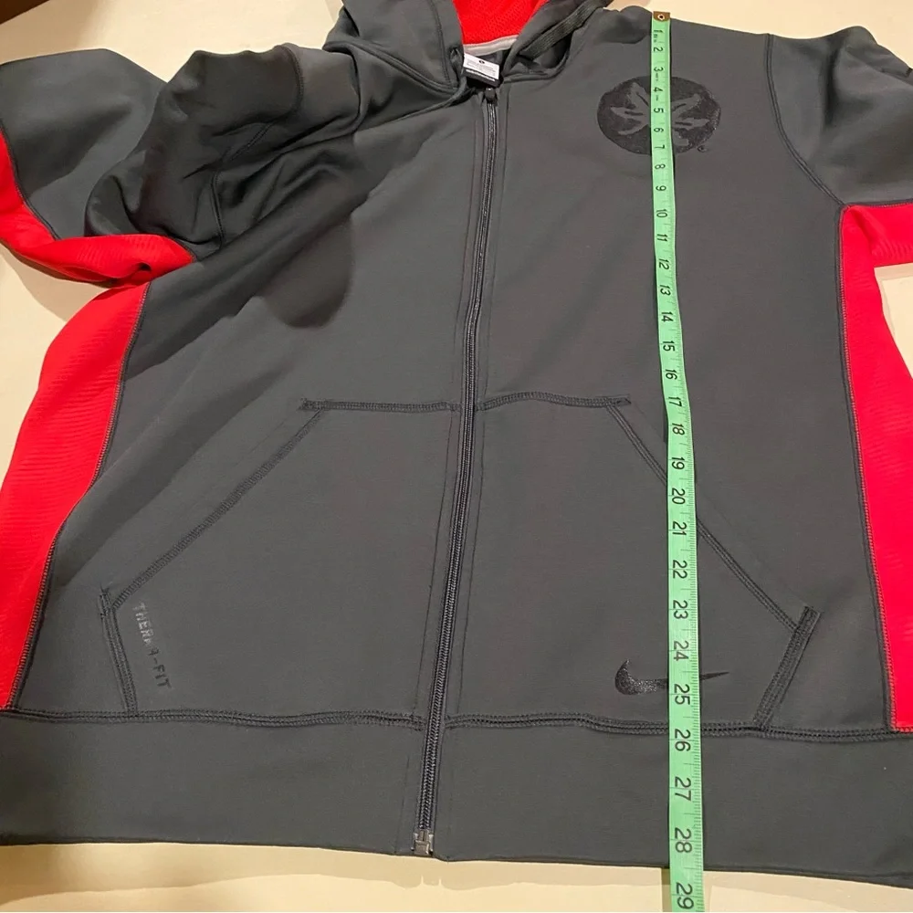 Ohio State Jacket Men’s Large Gray Full Zip Hooded Fleece Lined Nike ThermaFit